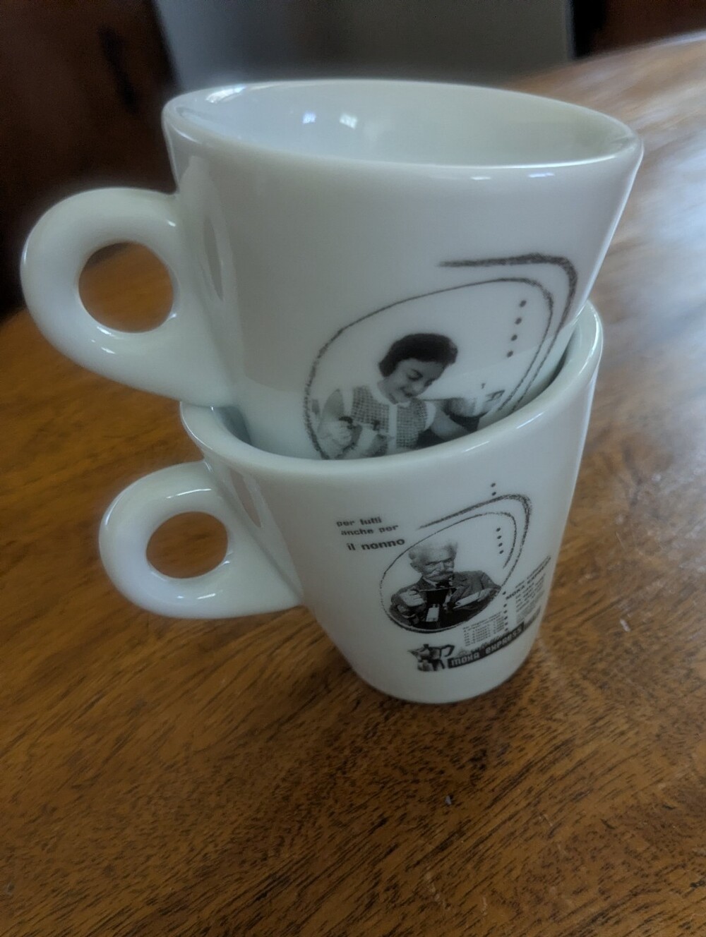 Bialetti Espresso Cups with Vintage Black Graphic - Set of 2